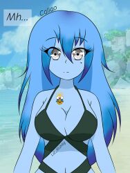 1girls bikini callao_(departamenthumans) clothing countryhumans countryhumans_girl departamenthumans light_blue_hair light_blue_skin long_hair