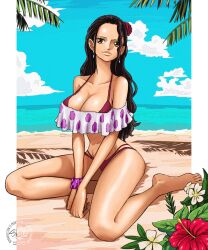 1girls big_breasts bikini black_hair female female_focus female_only latina one_piece outdoors shellmaru shello solo solo_female tropical viola_(one_piece)