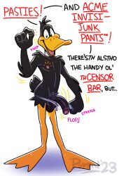 anatid anseriform anthro avian balls bird clothing daffy_duck duck foreskin gay genitals hi_res humanoid_genitalia humanoid_penis looney_tunes male male_only nipples panties penis poppin simple_background solo the_looney_tunes_show translucent translucent_clothing translucent_underwear underwear warner_brothers white_background