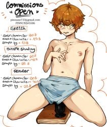 blush boy commissions_open embarrassed femboy flushed flustered gay gay_anal gay_sex glasses nerd nervous orange_hair pale_skin pinnune_(artist) puffy_nipples riding riding_dildo riding_toy skinny solo solo_focus twink underwear white_background