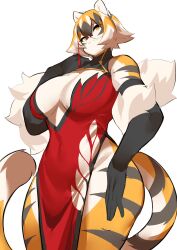 1girls amber_eyes anthro arknights aspirindabaitu big_breasts breasts chinese_clothes female looking_at_viewer mx99926 smile solo solo_female tagme tiger tiger_girl waai_fu_(arknights)