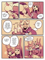 2girls 3boys anilingus animal_ears anus ass ass_grab asshole balls bunny_boy bunny_ears bunny_girl closed_eyes comic comic_page cum cum_from_mouth cum_on_breasts cum_on_face cup dialogue eating_ass english_text female femboy hasselnut humanoid kemonomimi maid maid_headdress maid_uniform male milf monochrome mother open_mouth peeing peeing_in_cup peeing_into_container penis pink_hair piss_drinking purple_eyes sharp_teeth source_request stuck stuck_in_wall tail text text_bubble tommy_(wolfgang_bang) urine wolfgang_bang yaoi