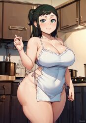 1girls 2023 ai_generated chubby chubby_female curvaceous curvy curvy_body curvy_female female_focus female_only green_eyes green_hair hi_res highres inko_midoriya looking_at_viewer my_hero_academia oatmealdood voluptuous_female