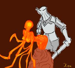 1boy 1girls armor bed_of_chaos burnt_ivory_king dark_souls dark_souls_2 demon edit edited eyeless eyeless_female eyeless_male female fromsoftware lava sex sex_from_behind straight