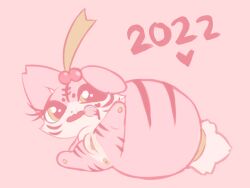 2022 anus brush canid canine cherry_(labbit1337) chinese_zodiac female feral fox fur genitals hi_res labbit1337 mammal object_in_mouth pink_body pink_fur presenting presenting_pussy pussy solo year_of_the_tiger