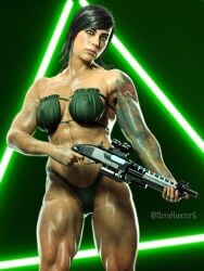 1girls 3d 3d_(artwork) abs big_breasts bikini bikini_bottom bikini_top blender_(software) call_of_duty call_of_duty_modern_warfare_2_(2022) female_only firearm fit fit_female gun large_breasts looking_at_viewer looking_down mara_(cod) muscle_girl muscles muscular muscular_female nerohunter6 ponytail shotgun solo solo_female tagme thick_lips thick_thighs weapon wide_hips