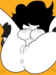 1girls anus ass asshole belly belly_button belly_overhang big_ass big_belly big_breasts big_butt black_hair breasts breasts_out chubby chubby_female curly_hair digital_media_(artwork) eyes_covered female female_only gloves goth hair hair_between_eyes latina legs legs_apart legs_held_open legs_up long_hair nipples oc on_back original_character pussy shortstack simple simple_background smile solo spread_ass spread_legs spread_pussy stickman tagme thick thick_ass thick_thighs unfinished vagina wavy_hair yellow_background