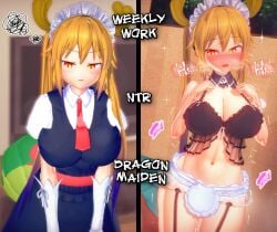 3d koikatsu miss_kobayashi's_dragon_maid netorare orange_eyes tohru_(dragon_maid) v-kris