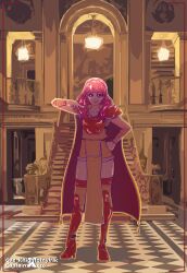 1girls alternate_costume armor armored armored_boots armored_female breastplate cape captainxero celica_(fire_emblem) celica_(warrior_princess)_(fire_emblem) clothed clothed_female clothing female female_only fire_emblem fire_emblem_echoes:_shadows_of_valentia fire_emblem_heroes gaz-knightofnylrac heels light-skinned_female light_skin light_skinned_female lipstick long_hair long_red_hair nintendo official_alternate_costume red_armor red_hair red_lips red_lipstick shoulder_armor smile