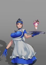 1girls 2d alternate_version_available blue_clothing clothed clothed_female clothing female female_only food fully_clothed gloves kitana maid maid_apron maid_outfit maid_uniform mortal_kombat mortal_kombat_11 smile smiling solo solo_female thotlerrr treartz