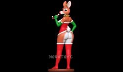 3d_(artwork) anthro candy candy_cane christmas christmas_clothing clothing deer dessert digital_media_(artwork) female food footwear gloves handwear hi_res holidays jewelry licking looking_at_viewer looking_back mammal necklace nonotoys pinup pose socks tongue tongue_out