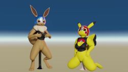 2girls 3d animated anthro anthrofied blender bouncing_breasts breasts cosplay_pikachu dildo duo eevee female female_only female_penetrated fur furry furry_only horse_dildo masturbation mp4 nintendo nsfwo nsfwo262 pikachu pikachu_libre pokémon_(species) pokemon pussy sex_toy short_playtime sound tagme tail thick_thighs topwear video wo262