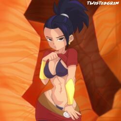 1girls 2d 2d_animation abs alien_girl alien_humanoid animated black_hair black_thong bra clothing dragon_ball dragon_ball_super high_resolution highres kale muscular muscular_female no_sound panties ponytail presenting short_playtime shorter_than_10_seconds shorter_than_30_seconds skirt_pull solo solo_female tagme thong twistedgrim undressing video