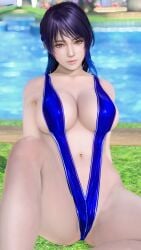 1girls 3d alluring bare_legs big_breasts cleavage dead_or_alive dead_or_alive_xtreme_venus_vacation shandy_(doa) sling_bikini swimming_pool tecmo x-kx_(artist)