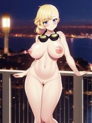 1girls ai_generated ai_hands alt_hairstyle artist_request balcony bangs bare_breasts bare_midriff big_breasts blonde_female blonde_hair blonde_hair_female blue_eyes blush blushing casual_nudity city city_background cityscape female goggles goggles_around_neck goggles_only half_shaved_head human large_breasts looking_at_viewer looking_please meta_runner nai_diffusion naked navel night nude pink_nipples public_nudity pussy shaved_pussy shiny_breasts shiny_skin side_shave smile smiling sofia_porter sole_female solo_female stable_diffusion tetra_ai thick_thighs toned undercut wavy_hair