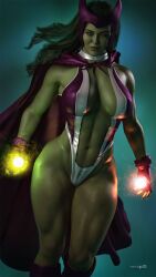 1girls 3d abs alternate_version_available ass avengers big_ass big_breasts breasts cape cga3d cosplay crossover_cosplay curvaceous curvy curvy_female curvy_figure elizabeth_olsen erotichris female female_only fusion fusion_character green_eyes green_hair green_lipstick green_skin hi_res large_breasts looking_at_viewer marvel marvel_cinematic_universe marvel_comics muscular muscular_female mutant_(marvel) patreon_username scarlet_witch she-hulk she-hulk_(cosplay) solo straight_hair thick_thighs tight_clothing twitter_username voluptuous voluptuous_female wanda_maximoff wide_hips x-men