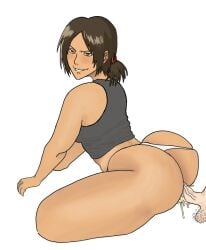 1boy 1girls ass attack_on_titan baddiesart big_ass big_penis big_thighs biting_lip brown_eyes brown_hair bubble_butt cheating crop_top cum cum_in_pussy cum_inside dark_brown_hair dat_ass ejaculation ejaculation_while_penetrated faceless_male female from_behind girlfriend hairy_testicles huge_ass insemination light-skinned_male light_skin male maledom mischievous_smile netorare penis plain_background semen sex shingeki_no_kyojin smirk smirking solo_focus straight tan-skinned_female tan_skin testicles thick thong_aside tied_hair vaginal_penetration veiny_penis voluptuous white_background white_thong wide_hips ymir_(shingeki_no_kyojin)