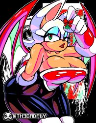 breasts christmas cleavage female female_focus female_only mistletoe pinup rouge_the_bat sega solo sonic_(series) th3gadfly thick_thighs thighs wings