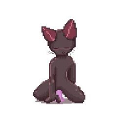 ambiguous_penetration anal anal_penetration anthro black_fur blush closed_eyes dildo dildo_in_ass featureless_crotch feline furry kobayashi_(teach_the_cat) lowres male oyasaioni9 pixel_art red_ears riding_dildo teach_the_cat twitter whiskers