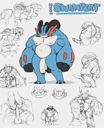 ambiguous_gender ambiguous_penetration ambiguous_species anthro balls big_muscles big_penis cum cumshot generation_3_pokemon humanoid_genitalia humanoid_penis long_penis looking_at_viewer looking_pleasured male male_only masturbation matainfancias mega_evolution mega_swampert nintendo nipples orange_eyes penetration pokémon_(species) pokemon reference_sheet sketch sketch_page standing swampert tongue video_games white_penis