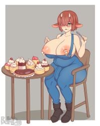 1futa 2021 alternate_version_at_source animal_ears areolae belka_dog big_penis border breast_expansion breasts brown_hair bulge chair clothed clothing cow_ears cow_horns cuccoking cupcake denim dickgirl eating erect_nipples food futa_only futanari green_eyes henry_(virgo_the_virgo) horns huge_breasts humanoid humanoid_penis kemonomimi lactating lactating_nipples lactation large_breasts large_penis light-skinned_futanari light_skin milk mostly_clothed nipples overalls penis penis_under_clothes short_hair simple_background sitting solo spoon stool table watermark weight_gain wide_hips