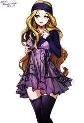 1girls atlus blonde_hair chihaya_mifune dress female female_focus female_only fortune_teller headband leggings legs mature_female mifune_chihaya minacream necklace persona persona_5 sega solo solo_female solo_focus standing thighhighs thighs white_background