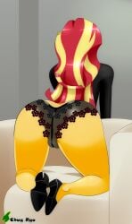 1girls ass ass_focus bubble_butt cameltoe chuyryu equestria_girls female female_only friendship_is_magic hasbro high_heels my_little_pony panties shoes solo solo_female sunset_shimmer thighs