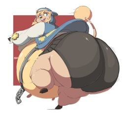 breasts bridget_(guilty_gear) butt_bump fat female guilty_gear guilty_gear_strive huge_ass hyper miltank pokemon pokemon_(species) solo subakitsu transformation udders