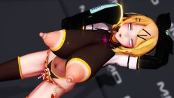 3d alternate_breast_size bar_censor belt big_breasts blonde_hair blue_eyes bow_hairband erect_clitoris erect_nipples headset_microphone huge_breasts image iwara kagamine_rin lion_musashi long_sleeves mmd nipple_cutout open_mouth seductive_gaze short_hair skimpy tall_female thighhighs vocaloid