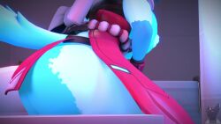 3d animated anthro blue_fur female female_only fur furry furry_female furry_only kiriko_(overwatch) kiriko_(overwatch)_(cosplay) kitsune_(overwatch) large_ass longer_than_30_seconds overwatch overwatch_2 sex_toy sound tagme twitchyanimation video yiff