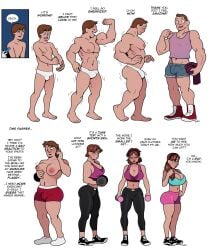 blackshirtboy female gender_transformation high_heels large_ass large_breasts mtf_transformation muscle_growth navel nipples thick_thighs transformation wide_hips