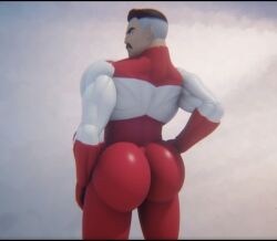 1male bubble_ass bubble_butt dreams large_ass male_only omni-man red_suit shiny spandex thick_ass thick_thighs tight_clothing viltrumite