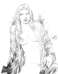 black_and_white covered_nipples covering_pussy ed_benes ed_benes_studio emma_frost female female_only marvel marvel_comics pinup posing white_queen x-men