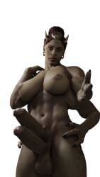 1futa 3_fingers 3d abs balls breasts diphallia diphallism ear_piercing earrings foreskin futa_only futanari horns mortal_kombat mortal_kombat_11 multi_arm multi_limb multi_penis muscular muscular_futanari partially_retracted_foreskin penis red_eyes sheeva sheeva_(mk11) shokan solo uncircumcised uncut