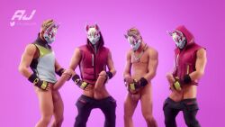 4boys aj_racer95 animated big_penis drift_(fortnite) fortnite gay male_only masturbation muscular muscular_male no_sound penis tagme video