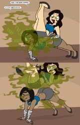 2girls animatedjames asami_sato avatar_legends dark-skinned_female dark_skin english_text exercise facefart fart fart_cloud fart_fetish farting female korra speech_bubble text the_avatar the_legend_of_korra water_tribe