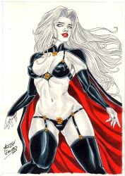 1girls 2023 artist_request big_breasts chaos_comics coffin_comics curvaceous curvy_female curvy_figure death_(personification) ed_benes_studio female_focus grim_reaper hi_res high_resolution lady_death latex_thighhighs long_hair looking_at_viewer queen_of_the_dead red_lipstick white_hair white_skin