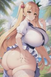 1girls ai_generated dress female huge_ass huge_breasts huge_thighs kobayashi-san_chi_no_maidragon large_ass large_breasts large_thighs legwear looking_at_viewer maid maid_uniform massive_thighs skirt solo stable_diffusion tight_clothing tight_legwear tohru_(dragon_maid) white_legwear yo_dayo_(ai)