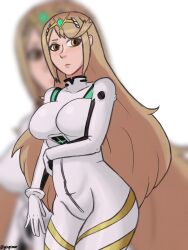 alternate_costume breasts crossover female female_only mythra neon_genesis_evangelion nintendo plugsuit solo tagme tilio xenoblade_(series) xenoblade_chronicles_2