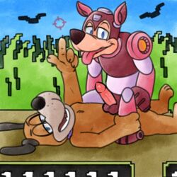 anthro bowserboy101 domestic_dog duck_hunt_dog furry gay mega_man mega_man(classic) non-human penis rush_(mega_man) super_smash_bros.