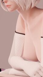 3d baldsombra breasts feet feet_up light-skinned_female lingerie nier nier:_automata nier_(series) nier_replicant pale-skinned_female pink_nipples pink_pussy short_hair solo solo_female white_hair yorha_2b