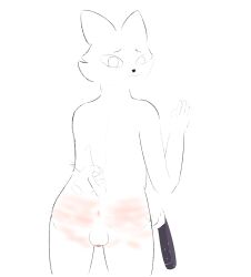 absurd_res anthro balls begging begging_for_mercy belt bodily_fluids bondage butt_slap canid canine fennec fox genitals hi_res leaning leaning_forward looking_at_viewer looking_back looking_back_at_viewer male mammal moonfox pain slap tail tail_grab tears tears_of_pain