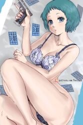 1girls 2023 ass atlus big_ass big_breasts big_butt big_thighs blue_eyes blue_hair blush bra breasts dumptruck_ass female fuuka_yamagishi green_eyes green_hair huge_ass huge_butt laying_down lingerie looking_at_viewer panties persona persona_3 pink_nail_polish pink_nails poechan thighs white_skin yamagishi_fuuka