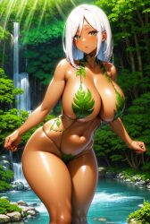 1girls 2023 ai_generated bikini curvy curvy_female curvy_figure female_focus female_only hi_res high_resolution jungle long_hair seductive_looks stable_diffusion voluptuous voluptuous_female white_hair