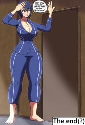 1girls blue_hair giantess hourglass_figure huge_ass huge_breasts justjake mini_giantess persona persona_4 shirogane_naoto