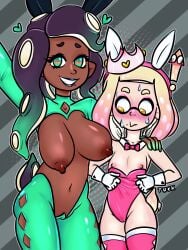 absurd_res animal_humanoid big_breasts blush bodily_fluids bow_tie breasts bunny_costume camel_toe cephalopod cephalopod_humanoid clothed clothing costume crown duo fake_ears fake_rabbit_ears felinicanarchy female female/female flat_chested headgear hi_res huge_breasts humanoid inkling legwear marina_(splatoon) marine marine_humanoid mollusk mollusk_humanoid navel nintendo not_furry octarian octoling pearl_(splatoon) pseudo_hair pupils reverse_bunny_costume reverse_bunnysuit splatoon sweat tentacle tentacle_hair thigh_highs topless unusual_pupils