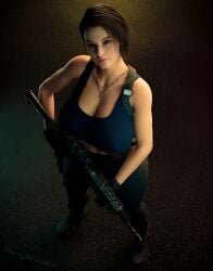 1girls 3d 3d_(artwork) abs athletic athletic_female big_ass big_breasts big_butt breasts bubble_ass bubble_butt busty capcom cleavage curvy female female_only firearm footwear fully_clothed handwear hourglass_figure human jill_valentine jill_valentine_(sasha_zotova) large_breasts machine_gun midriff neckwear pale_skin pawg pose posing rangmover resident_evil resident_evil_3 resident_evil_3_remake rifle seductive seductive_look solo thick thick_ass thick_thighs weapon wide_hips