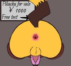 1boy anthro anus balls for_sale for_sale_sign fur furry furry_balls furry_only gaping gaping_anus generation_1_pokemon glory_hole honeyu machine male male_focus male_only milking_machine nintendo penis pikachu pokemon pokemon_(species) prostitution solo solo_male tagme tail through_wall