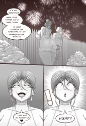 big_breasts big_hips black_and_white blowjob comic comic_page cum cum_inside incest marian_(riukykappa) mother mother_and_son new_year riukykappa sex son speech_bubble tagme text