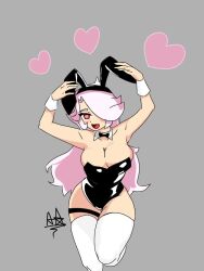 1girls big_ass big_breasts brawl_stars bunny_ears bunnysuit colette_(brawl_stars) cute_fang heart-shaped_pupils hearts_around_head long_hair novatouwu open_mouth red_eyes sharp_teeth stockings supercell thick_thighs tongue white_hair white_stockings